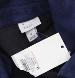 A New Day Suede Notched Collar Double-Breasted Belted Trench Coat Navy Blue S