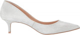 Jewel Badgley Mischka Royalty Pointed Toe Kitten Heels Shoes Silver Gray 7.5M