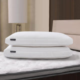 Feather Down Fiber 2" Gusset Support Set of 2 Pillows White Jumbo (18" x 26")