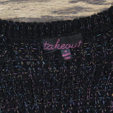 Takeout Womens Chunky Knit Rainbow Lurex Long Sleeve Cardigan Black Multi M