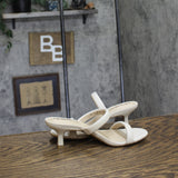 Lifestride Kitten Heel Open Toe Slip-On Double Strap Sandals Bone Off White 5.5M