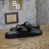A New Day Double Band Buckle Slide Sandals with Memory Foam Insole Black 7.5M