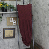 Jessica Simpson Womens French Terry Marled Ruched Bodycon Dress Red Multi 1X