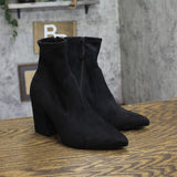 On 34th Zipper Micro Suede Mid-Calf Block Heel Boots 10019653600 Black 6M