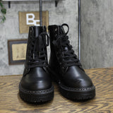 Sugar Womens Kaedy Faux Leather Combat & Lace-up Boots SGR-KAEDY Black 8M