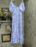 Nine West Womens Off the Shoulder Lightweight Woven Maxi Dress Blue White M