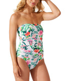 Tommy Bahama Bandeau Tummy-Control One-Piece Swimsuit Tropi-calling White 10