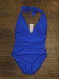 Mimi Flamingo Womens Soleil Solids Willow One Piece Swimsuit Cobalt Blue 14