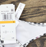 Salt + Cove Juniors Plaid Underwire Bikini Swim Top 807027 Black / White S