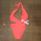 Wild Fable Womens Cross Front Halter One Piece Swimsuit PID-10ZE4R Coral Pink XS