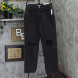 And Now This Womens Distressed Ultra High Rise Straight Jeans Black 29