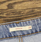 Levi's Womens Superlow Jeans 2-Button Zip Fly Distressed Table Talk Blue 29x32