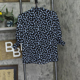 Cece Womens 3/4-Sleeve Tie Neck Floral Print Blouse 7033067 Rich Black XS