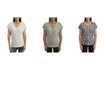 B Collection by Bobeau Women's Roll Cuff Back Pleat V-Neck Slub Knit T-Shirt