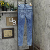 American Eagle Womens Distressed Hi-Rise Denim Jegging Blue See Measurements
