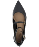 INC International Concepts Womens Valan Triple-Strapped Flats Black Patent 6.5M