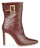 Journee Collection Elanie Tru Comfort Foam Zip Block Heel Booties Brown 8.5M