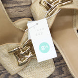 A New Day Womens Arden Raffia Ornamented Block Heels 93320207 Beige Brown 8.5M