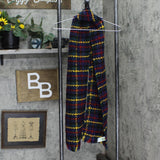 Branigan Weavers Womens Wool Blend Fringe Rectangle Plaid Scarf Yellow Multi OS