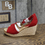 Style & Co. Womens Seleeney Faux Suede Wedge Sandals 10004896400 Red 7.5M