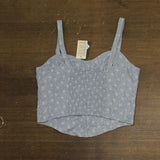 Levi's Adore Bustier Shirt Top Adjustable Straps 94417599 Blue Indigo Floral M