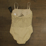 Carmen Marc Valvo Crochet Scoop Neck One Piece Swimsuit C21382 Beige Brown 8