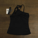 La Blanca Womens Standard One Shoulder Keyhole Tankini Swimsuit Top Black 4
