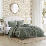 Laura Ashley Diamond 3-Piece Quilt Set USHSGT1264330 Dark Green Twin