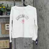 Majestic MLB Cincinnati Reds Women's Crew Fleece Sweatshirt Oatmeal Gray S