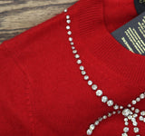 Charter Club Womens Luxury Embellished Crewneck Cashmere Sweater Polish Red L