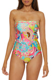 Trina Turk Womens Banded Tankini Venus Swim Top 3313555 Multi Pink 12