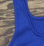 INC International Concepts Womens Knit Square Neck Ribbed Tank Top Marine Blue S