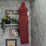 Emerald Sundae Womens Glitter Lace Bodycon Halter Dress JYP3473 Medium Red XS