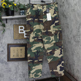 Urban Renewal Womens Button Fly Cargo Military Straight Leg Pants Green Camo S