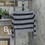 Pink by Victoria Secret's Striped Knit Cropped Shirt Top Gray / Black Stripe XS