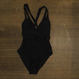 Cupshe Womens Plunge Paneling Cross Tie Back One Piece Swimsuit Black S