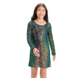 Art Class Girls Long Sleeve Sequin A-Line Dress 92642878 Multi-Colored Black XXL