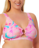 Salt Cove Womens Plus Size Tie-Dyed Bikini Top Wave Multi Pink 3X (22/24)