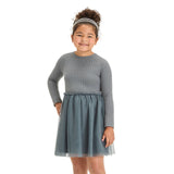 Cat & Jack Girls Long Sleeve Rib Tulle Dress 91383096 Charcoal Gray M
