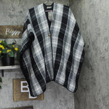 Style & Co. Womens Plaid to Solid Reversible Topper Cozy SC4642515 Black / Gray