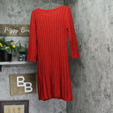 Jessica Howard Womens Cable-Knit Fit Flare Sweater Dress JH3M4915 Flare Red XL