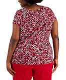 Kasper Plus Size Geo-Print Cowlneck Short-Sleeve Knit Top 10853855
