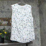 Calvin Klein Pleat Neck Sleeveless Blouse S54T880H White Multi S