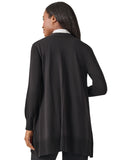 Kasper Womens Open Front Knit Ribbed Asymmetric Hem Cardigan Sweater Black S