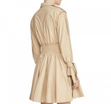 Maje Womens Button Up Ralix Tie-Cuff Shirt Dress E18RALIX Beige Brown 2