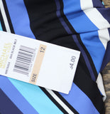 Michael Michael Kors Ring Accent Striped One-Piece Swimsuit Black Blue Multi 12