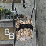 INC International Concepts Lace-Trim Short Pajama Cami Top Cheetah Brown M