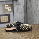 A New Day Channing Studded Slip-On Mule Flats 91636454 Jet Black / Gold 7M