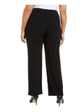 Alfani Womens Knit Stretch Pull On Wear to Work Wide Leg Pants Black 2X