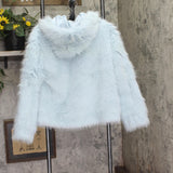Wild Fable Womens Fuzzy Short Faux Fur Jacket 94774786 Dewdrop Aqua Blue M